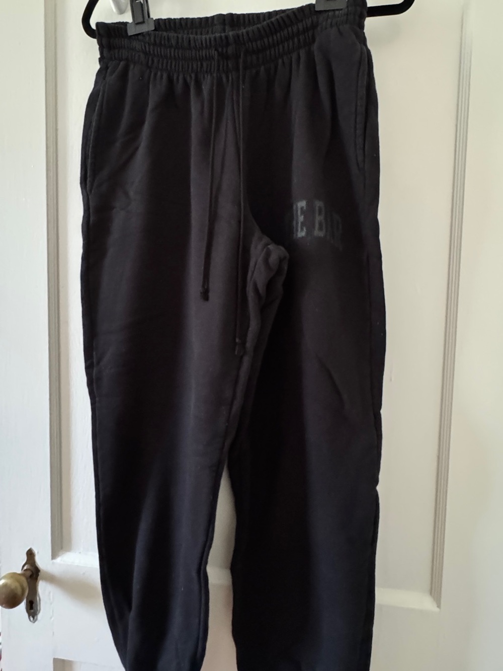“The Bar” Black Varsity Drawstring Joggers